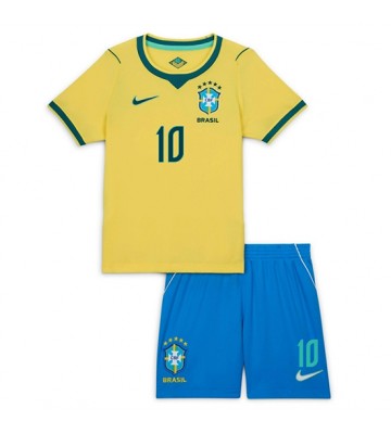 Brasilien Vinicius Junior #10 Hjemmebanetrøje Børn VM 2026 Kortærmet (+ Korte bukser)